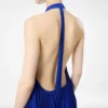 Robe de soirée en soie à plissé soleil et dos nu