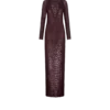 Robe de soirée à manches longues brodée effet croco