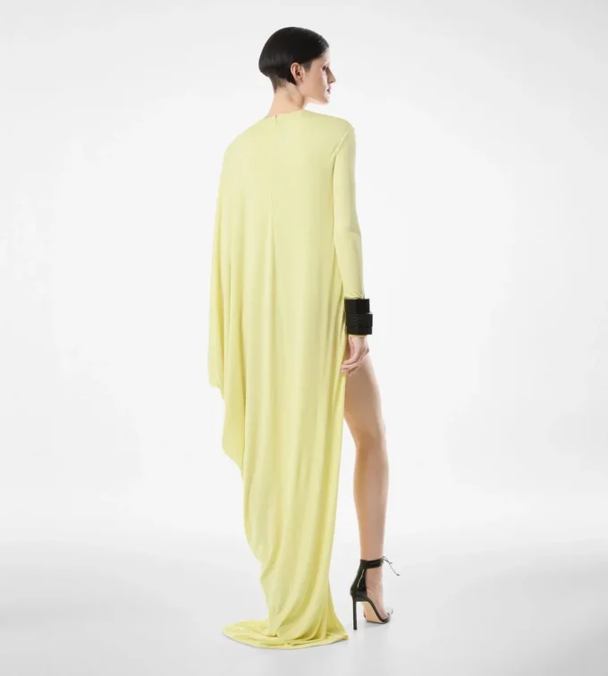 Robe de soirée à manches longues en jersey crêpe