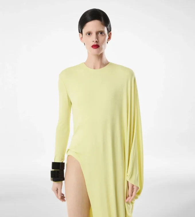 Robe de soirée à manches longues en jersey crêpe