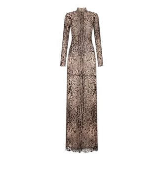 Robe de soirée à manches longues et col montant