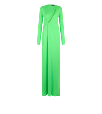 Robe de soirée à manches longues et découpe sur le devant