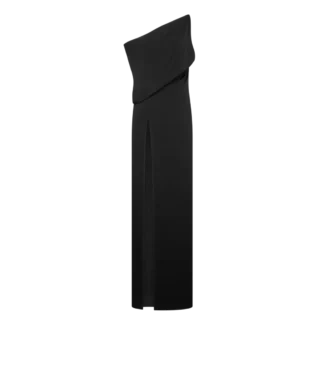 Robe de soirée à épaules dénudées et fente latérale