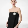 Robe de soirée sans bretelles en laine élégante Robe de soirée sans bretelles en laine élégante