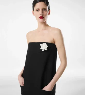 Robe de soirée sans bretelles en laine élégante