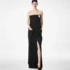 Robe de soirée sans bretelles en laine élégante Robe de soirée sans bretelles en laine élégante