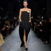 Robe de soirée sans bretelles en laine élégante Robe de soirée sans bretelles en laine élégante