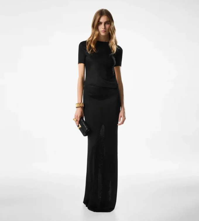 Robe longue avec découpes et fermeture à chaîne