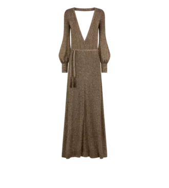 Robe longue à col en V et dos nu