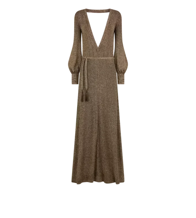 Robe longue à col en V et dos nu