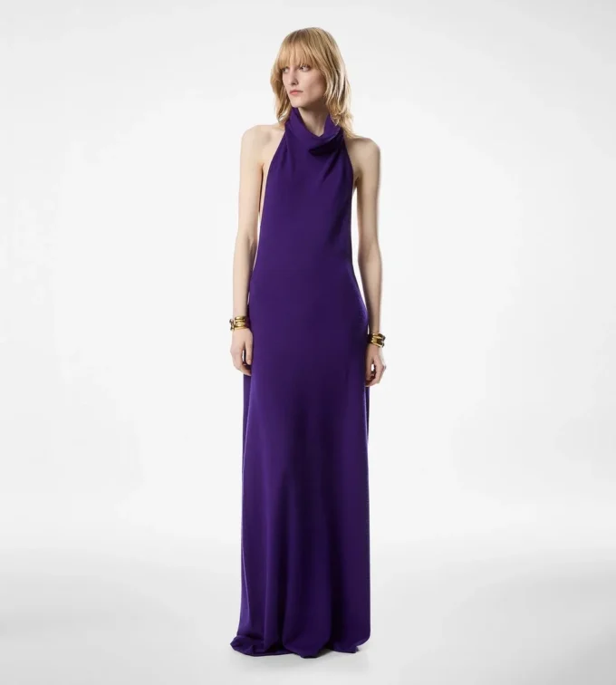 Robe longue à dos nu avec poches et dos nu