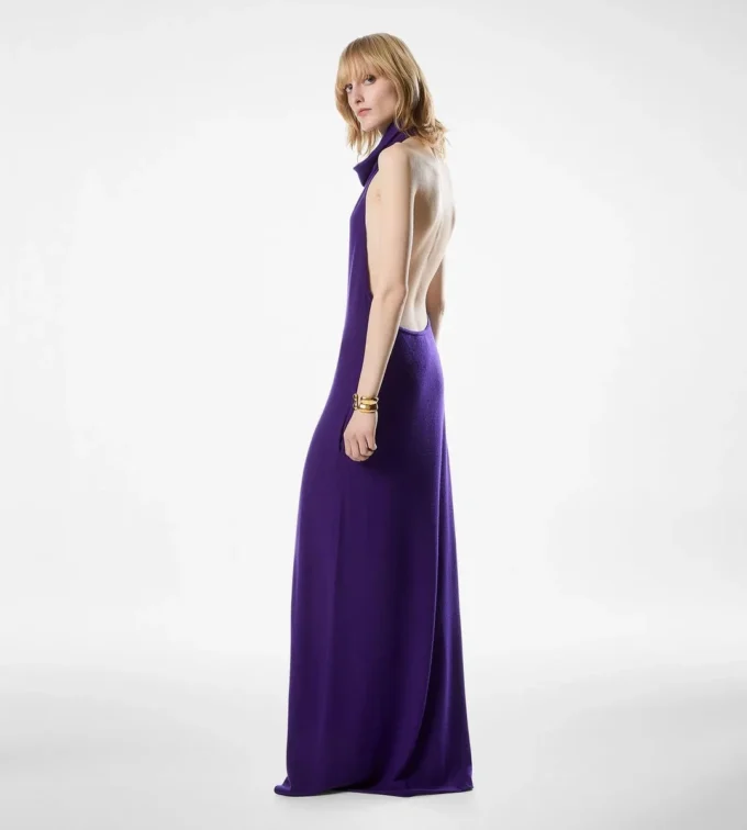 Robe longue à dos nu avec poches et dos nu