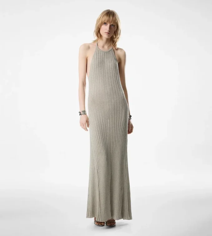Robe longue à dos nu et plaque métallique Tom Ford