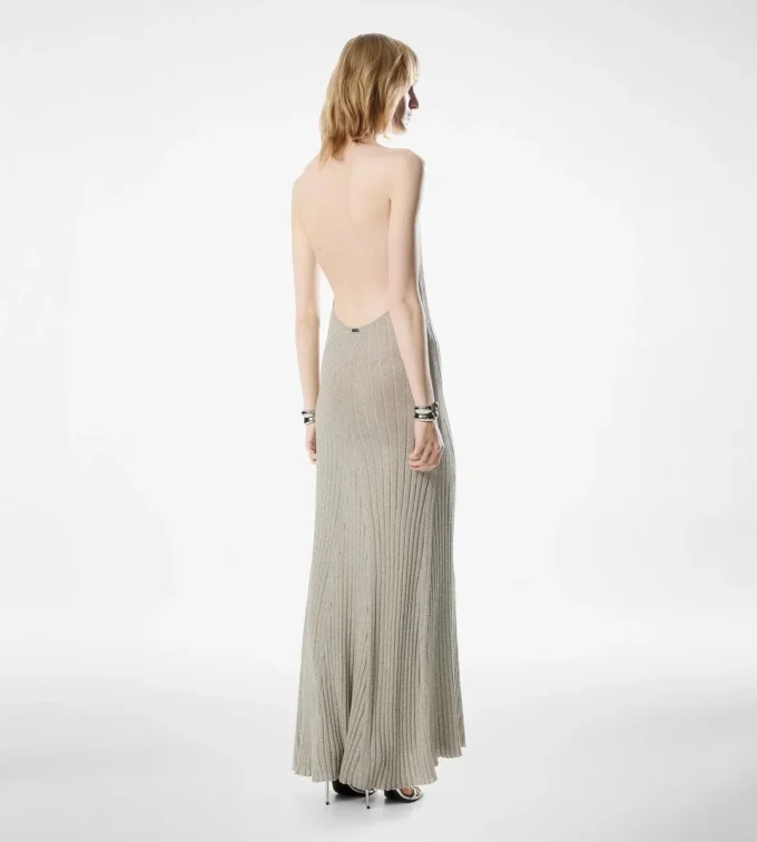 Robe longue à dos nu et plaque métallique Tom Ford