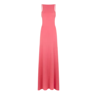 Robe longue en cachemire et soie à encolure échancrée et dos nu
