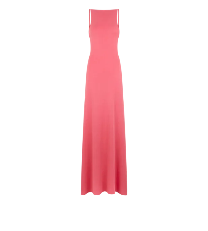 Robe longue en cachemire et soie à encolure échancrée et dos nu