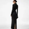 Robe longue en laine stretch à mailles fines Robe longue en laine stretch à mailles fines