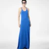 Robe longue sans manches en mérinos fin