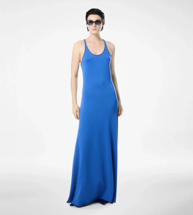 Robe longue sans manches en mérinos fin