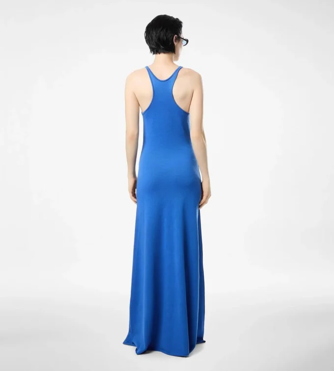 Robe longue sans manches en mérinos fin