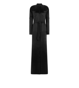 Robe militaire longue à ceinture et à pois jacquard