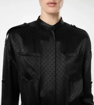 Robe militaire longue à ceinture et à pois jacquard