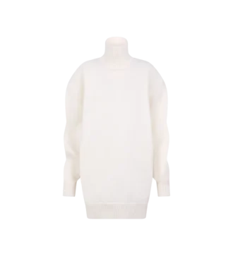 Robe-pull oversize sculpturale à col roulé en mélange mérinos
