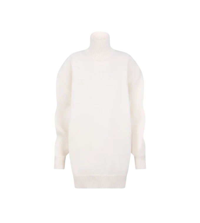 Robe-pull oversize sculpturale à col roulé en mélange mérinos Robe-pull oversize sculpturale à col roulé en mélange mérinos