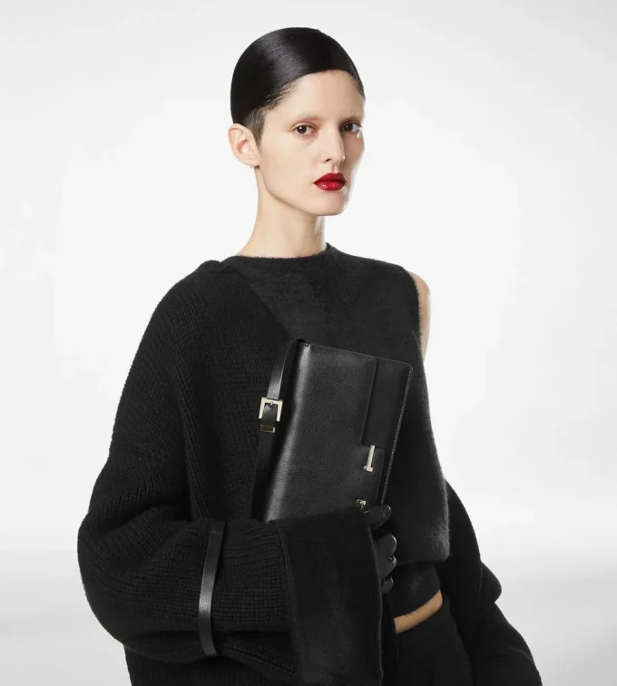 Sac à bandoulière Aube E/W en cuir grain souple