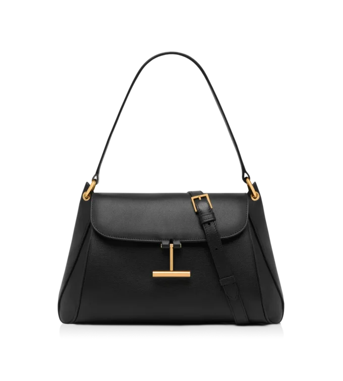 Sac à bandoulière moyen Tara en cuir grainé naturel Sac à bandoulière moyen Tara en cuir grainé naturel