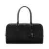 Sac bowling en cuir grainé souple à double fermeture éclair Sac bowling en cuir grainé souple à double fermeture éclair