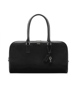 Sac bowling en cuir grainé souple à double fermeture éclair