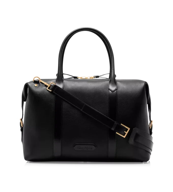 Sac de voyage en cuir lisse avec boucle latérale