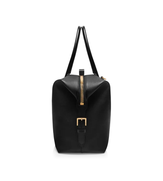 Sac de voyage en cuir lisse avec boucle latérale