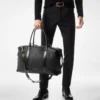 Sac de voyage en cuir lisse avec boucle latérale
