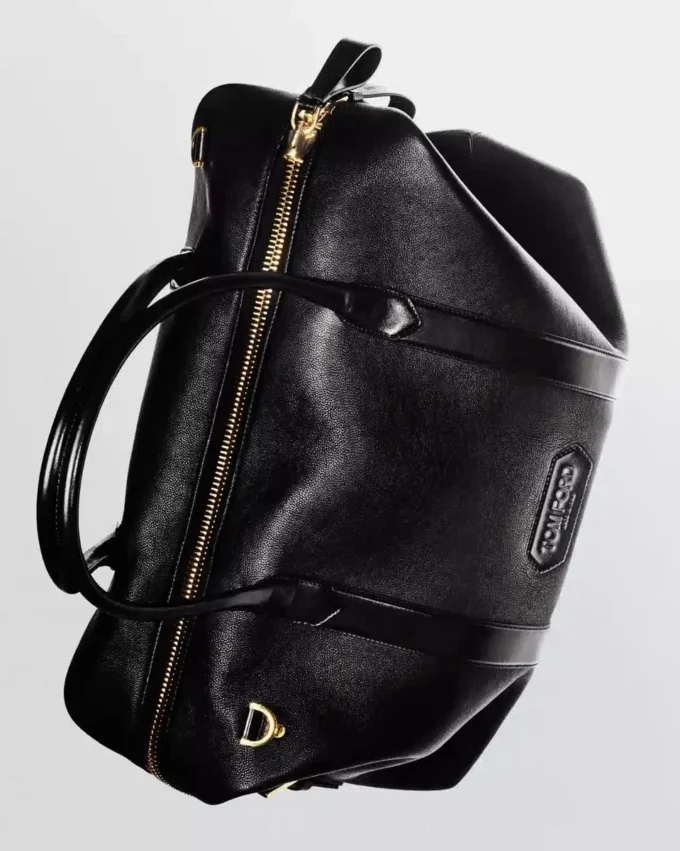 Sac de voyage en cuir lisse avec boucle latérale