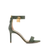 Sandales à boucle en cuir suédé effet lézard