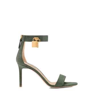 Sandales à boucle en cuir suédé effet lézard