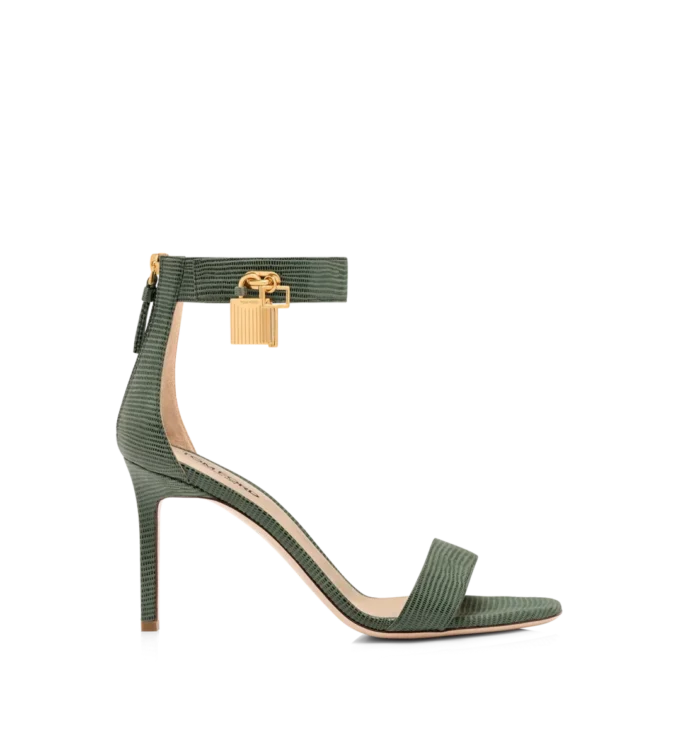 Sandales à boucle en cuir suédé effet lézard