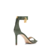 Sandales à boucle en cuir suédé effet lézard