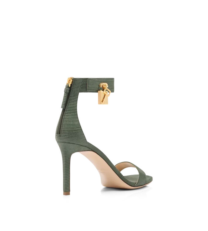 Sandales à boucle en cuir suédé effet lézard