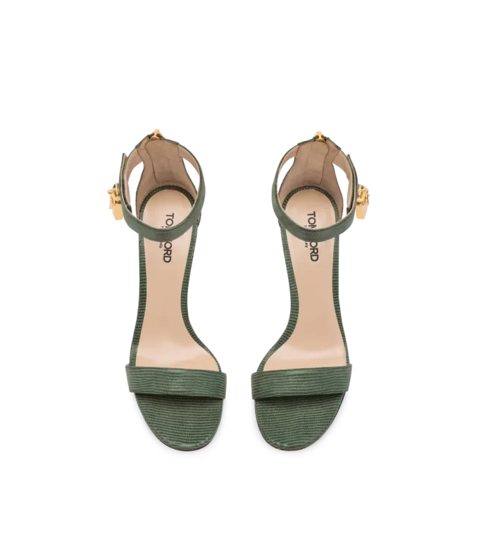 Sandales à boucle en cuir suédé effet lézard
