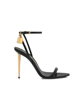 Sandales à bout pointu en cuir brillant avec cadenas