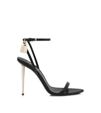 Sandales à bout pointu en cuir brillant avec cadenas