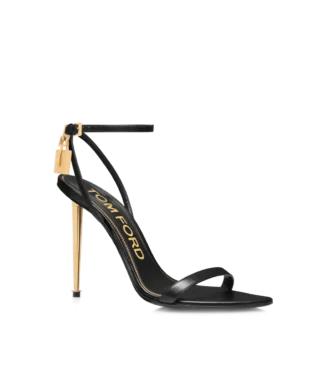Sandales à bout pointu en cuir brillant avec cadenas