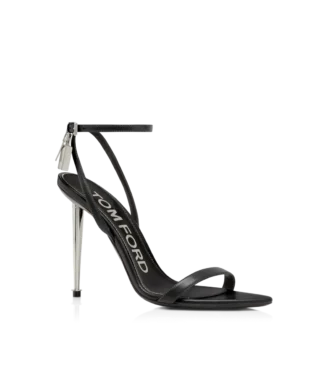 Sandales à bout pointu en cuir brillant avec cadenas
