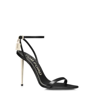 Sandales à bout pointu en cuir brillant avec cadenas