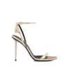 Sandales à bout pointu et talon nu en cuir nappa laminé