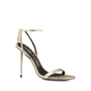 Sandales à bout pointu et talon nu en cuir nappa laminé
