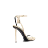 Sandales à bout pointu et talon nu en cuir nappa laminé